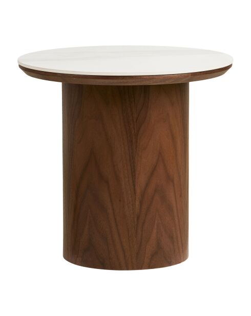 Piano del tavolino Noli in ceramica/frassino impiallacciato bianco/marrone scuro - 40x40x38 cm