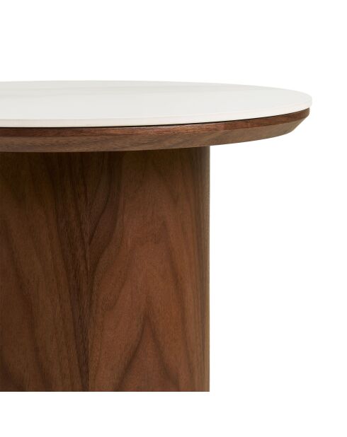 Piano del tavolino Noli in ceramica/frassino impiallacciato bianco/marrone scuro - 40x40x38 cm