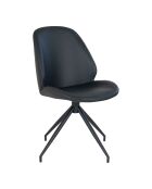 2 sillas de comedor giratorias Monte Carlo de piel sintética negra con patas negras HN1223, 60 x 50 x 88 cm