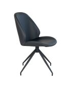 2 sillas de comedor giratorias Monte Carlo de piel sintética negra con patas negras HN1223, 60 x 50 x 88 cm