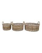Cestini in rattan Kuta kubu set di 3 cestini naturali - 30/40/50x30/40/50x27/28/28 cm