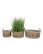 Cestini in rattan Kuta kubu set di 3 cestini naturali - 30/40/50x30/40/50x27/28/28 cm