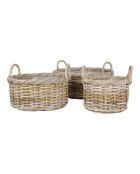 Cestini in rattan Kuta kubu set di 3 cestini naturali - 30/40/50x30/40/50x27/28/28 cm