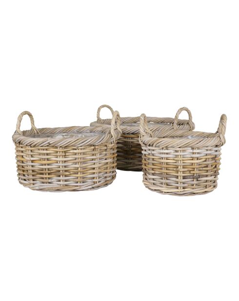 Cestini in rattan Kuta kubu set di 3 cestini naturali - 30/40/50x30/40/50x27/28/28 cm