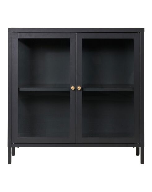 Dalby kastkast 2 glazen deuren zwart staal - 35x80x80 cm