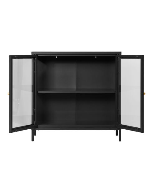 Dalby kastkast 2 glazen deuren zwart staal - 35x80x80 cm