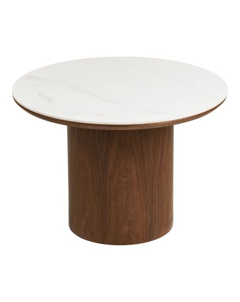 Piano del tavolino Noli in ceramica/frassino impiallacciato bianco/marrone scuro - 60x60x42 cm