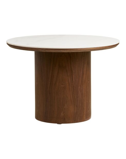 Piano del tavolino Noli in ceramica/frassino impiallacciato bianco/marrone scuro - 60x60x42 cm