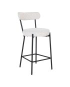 Chaise de comptoir Badalona bouclé blanc pieds noirs HN1270 - 46x39x90 cm