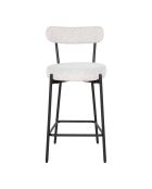 Chaise de comptoir Badalona bouclé blanc pieds noirs HN1270 - 46x39x90 cm