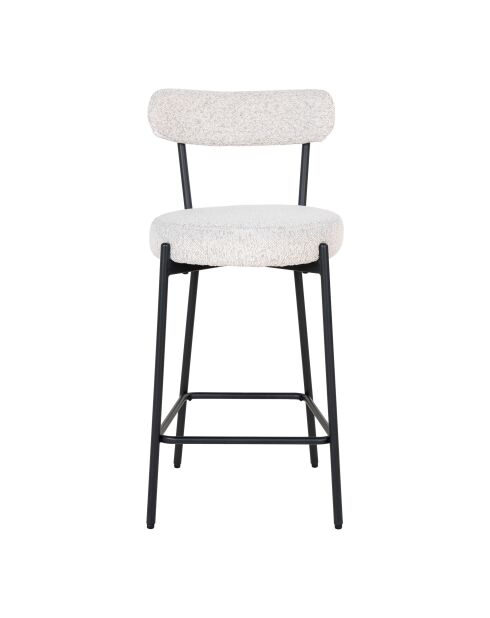 Chaise de comptoir Badalona bouclé blanc pieds noirs HN1270 - 46x39x90 cm