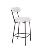 Chaise de comptoir Badalona bouclé blanc pieds noirs HN1270 - 46x39x90 cm