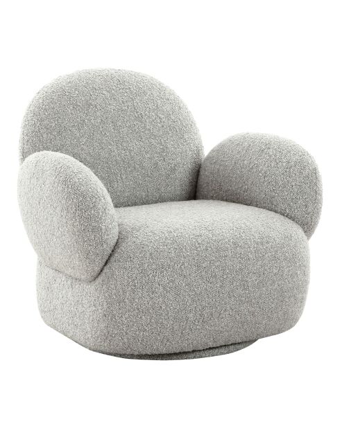 Fauteuil pivotant Messina bouclé gris clair HN1253 - 87x85x81 cm