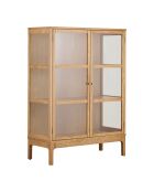 Armario Zamora 2 puertas de cristal, 2 estantes, chapa de roble/cristal templado natural, 90x40x126 cm