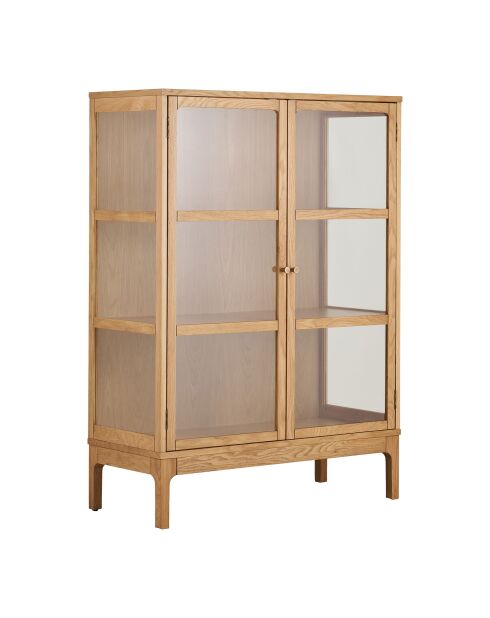 Armadio Zamora 2 ante in vetro 2 ripiani in rovere/impiallacciato rovere/vetro temperato naturale - 90x40x126 cm