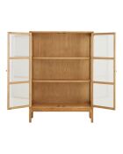 Armario Zamora 2 puertas de cristal, 2 estantes, chapa de roble/cristal templado natural, 90x40x126 cm