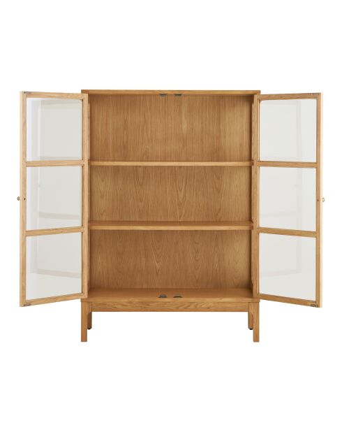 Armadio Zamora 2 ante in vetro 2 ripiani in rovere/impiallacciato rovere/vetro temperato naturale - 90x40x126 cm