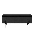 Banc Watford avec rangement velours noir - 36.5x95x43 cm