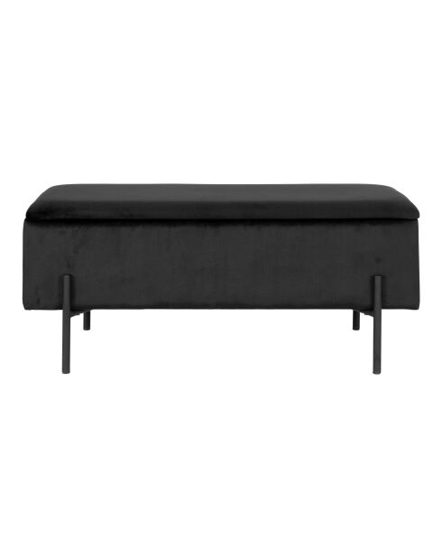 Banc Watford avec rangement velours noir - 36.5x95x43 cm