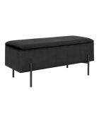 Banc Watford avec rangement velours noir - 36.5x95x43 cm