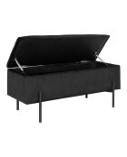 Banc Watford avec rangement velours noir - 36.5x95x43 cm