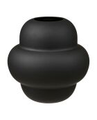 Zwarte handgeblazen glazen vaas - 21x21x20 cm