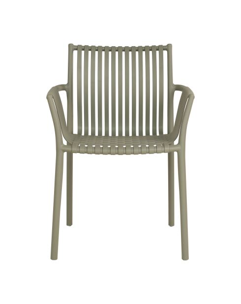 4 Tulsa Gartenstühle aus grünem stapelbarem Polypropylen — 595x565x825 cm