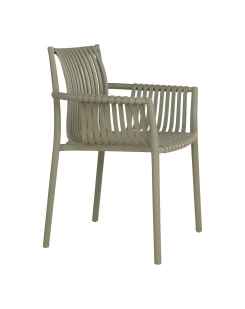 4 Tulsa Gartenstühle aus grünem stapelbarem Polypropylen — 595x565x825 cm