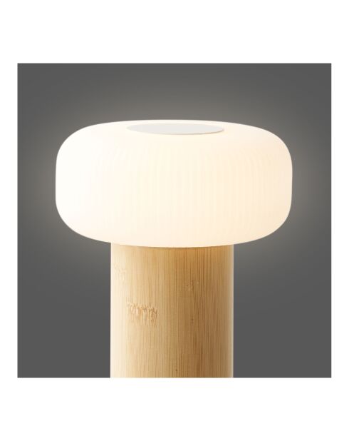 Stafford wiederaufladbare Tischlampe Bambus/Metall/natürlicher Kunststoff/weiß - 135x135x18 cm