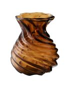 Rokbruine handgeblazen glazen vaas - 16x16x185 cm