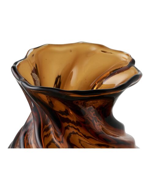Rokbruine handgeblazen glazen vaas - 16x16x185 cm