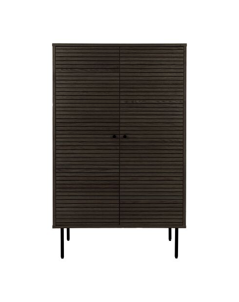 Kyoto hoog dressoir 2 deuren gerookt eikenfineer zwarte metalen poten - 40x80x130 cm