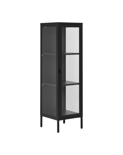 Brisbane slim vitrine 1 glazen deur zwart staal - 35x40x140 cm