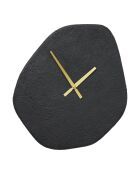 Reloj de pared Vienna con forma orgánica, cemento negro, movimiento silencioso - 35x38x45 cm