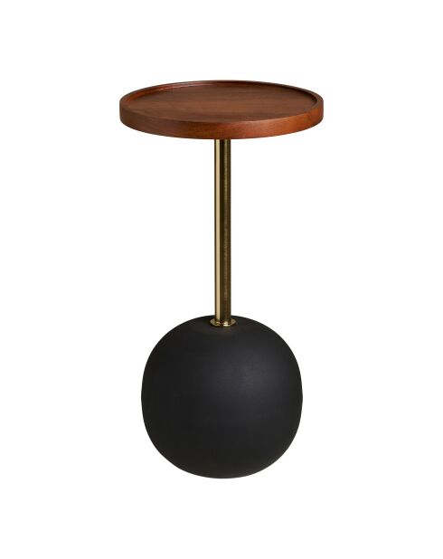 Sirone Beistelltisch Mangoholz/Stahl in Messingoptik schwarz/dunkelbraun - 30x30x56 cm