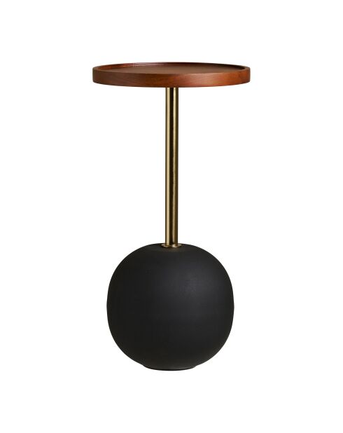 Sirone Beistelltisch Mangoholz/Stahl in Messingoptik schwarz/dunkelbraun - 30x30x56 cm