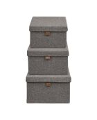 3 scatole portaoggetti in tessuto grigio scuro Noto