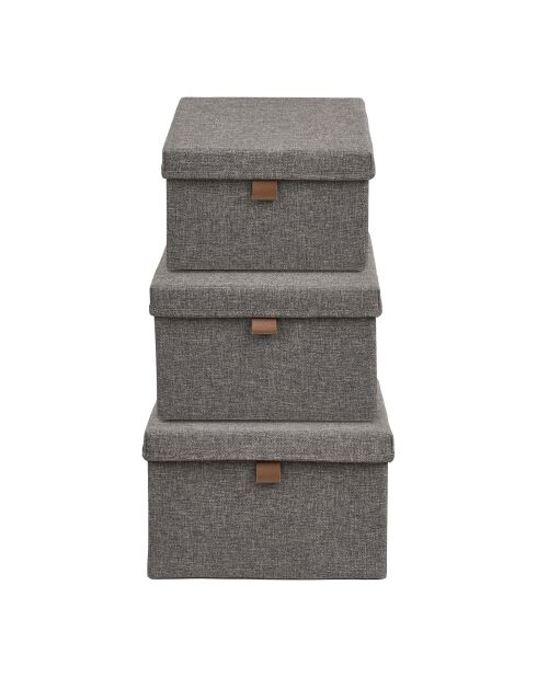 3 scatole portaoggetti in tessuto grigio scuro Noto