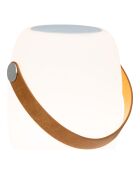 Lampe LED Cardiff avec dragonne haut-parleur Bluetooth rechargeable blanche - 18x18x21 cm