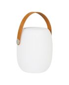 Lampe LED Cardiff avec dragonne haut-parleur Bluetooth rechargeable blanche - 18x18x21 cm