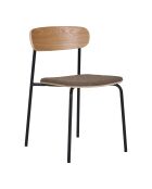 2 sillas de comedor Estepona con respaldo de fresno, asiento marrón y patas negras HN1269 - 51x47x77 cm