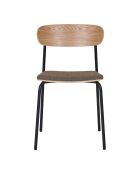 2 sillas de comedor Estepona con respaldo de fresno, asiento marrón y patas negras HN1269 - 51x47x77 cm