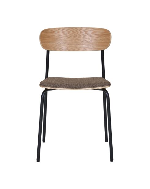 2 sillas de comedor Estepona con respaldo de fresno, asiento marrón y patas negras HN1269 - 51x47x77 cm