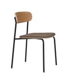 2 sillas de comedor Estepona con respaldo de fresno, asiento marrón y patas negras HN1269 - 51x47x77 cm