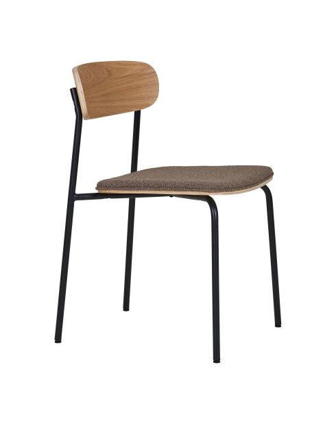 2 sillas de comedor Estepona con respaldo de fresno, asiento marrón y patas negras HN1269 - 51x47x77 cm