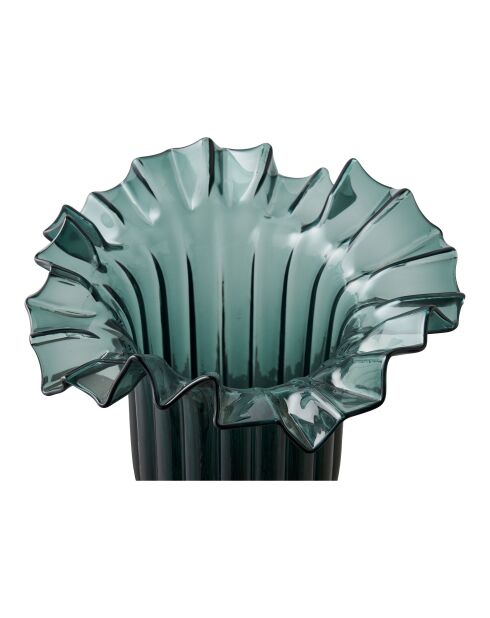 Vase en verre soufflé à la bouche vert foncé - 25x25x30 cm