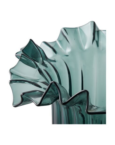 Vase en verre soufflé à la bouche vert foncé - 25x25x30 cm