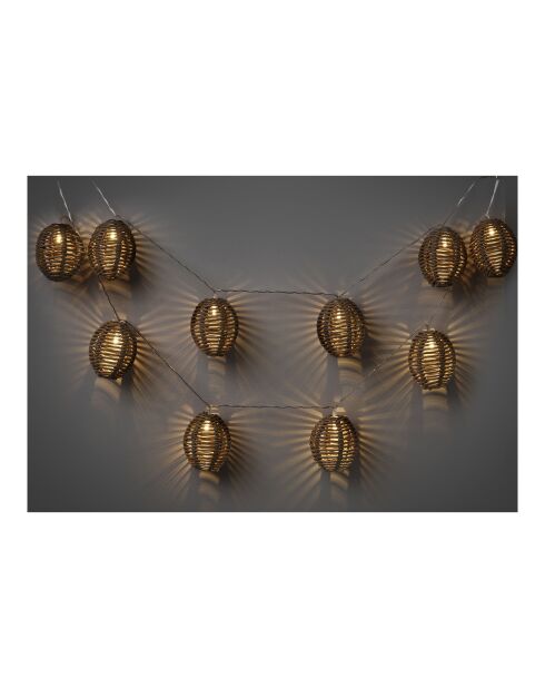 Guirlande lumineuse LED Carlisle en polyrotin/métal naturel/noir - 180x6x6 cm