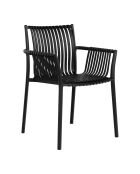 4 chaises de jardin Tulsa de jardin en polypropylène empilable noires - 595x565x825 cm