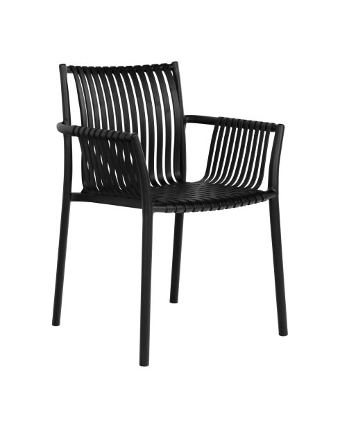 4 chaises de jardin Tulsa de jardin en polypropylène empilable noires - 595x565x825 cm